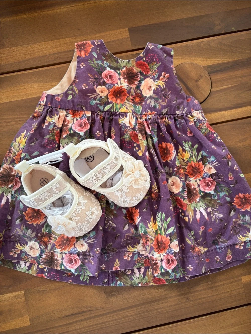 Carter's Cream Striped Overalls with Floral Lined Bodice